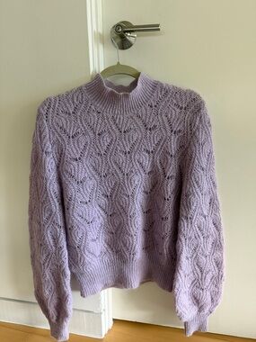 Astr Lilac Cable Mock Neck Sweater